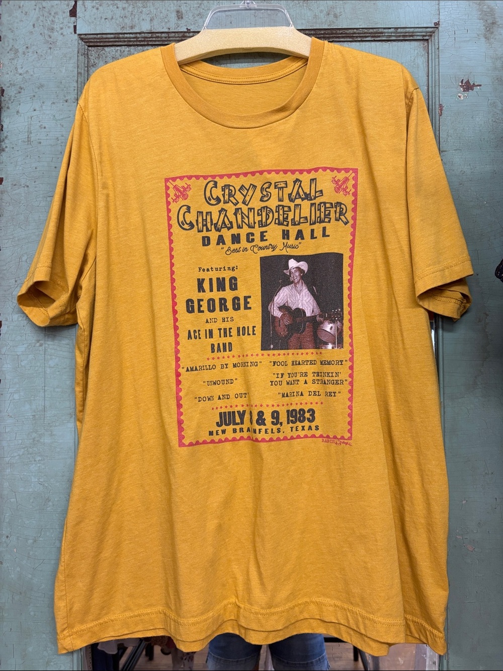 Vintage Mustard Graphic T-Shirt - Crystal Chandelier Dance Hall XL